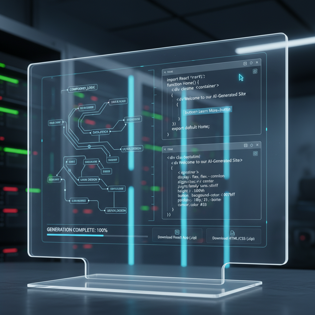 AI Website Generator Clean Code Output Editor Interface